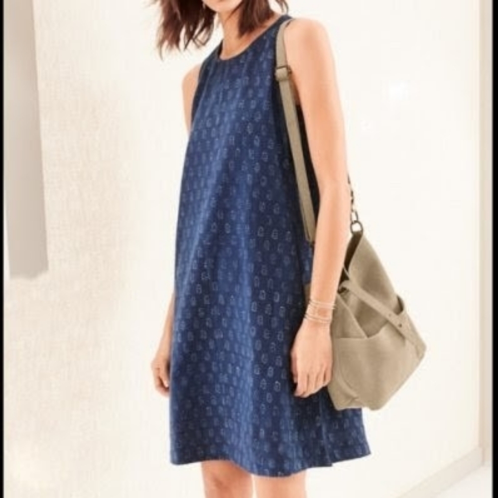 nwt EILEEN FISHER block print organic cotton dress S